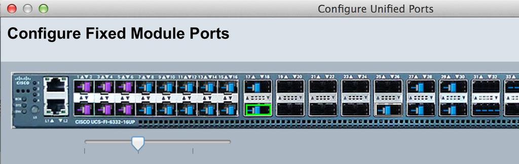 FC Port Configurations Slider bar Left to right Contiguous ports System Reboot 3 blocks Block 1: 6 FC
