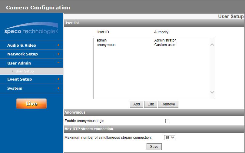 User settings Basic The IP device is shipped with the login rights of administrator only.