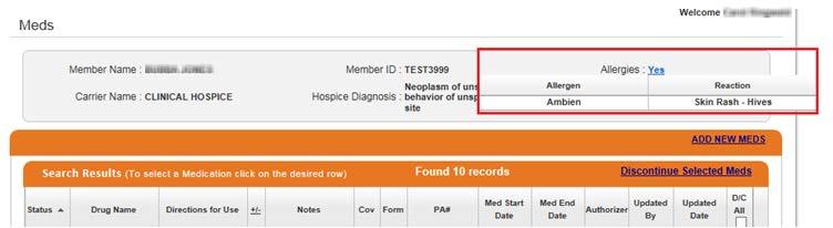 Allergy and Allergy Interaction Displays There are multiple locations in HospiDirect that display