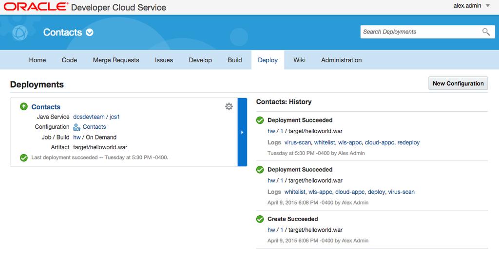 Simplified Application Deployment Create deployment configurations Start/Stop a