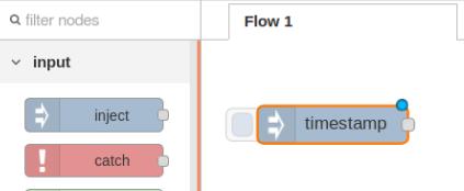 From the file editor drag the Inject node onto the flow editor, as shown below.