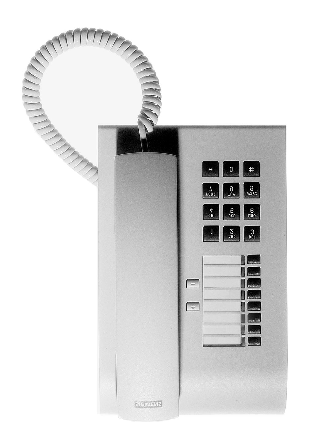 The optiset E basic Telephone Speaker f ring tones Keys f telephone settings Handset LEDs Eight fixed function keys: Consultation Redial Message Waiting Callback
