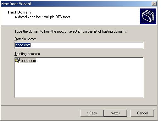 Chapter 5: Configuring Global Edition for file replication 4. Select Domain root option, and then click Next.