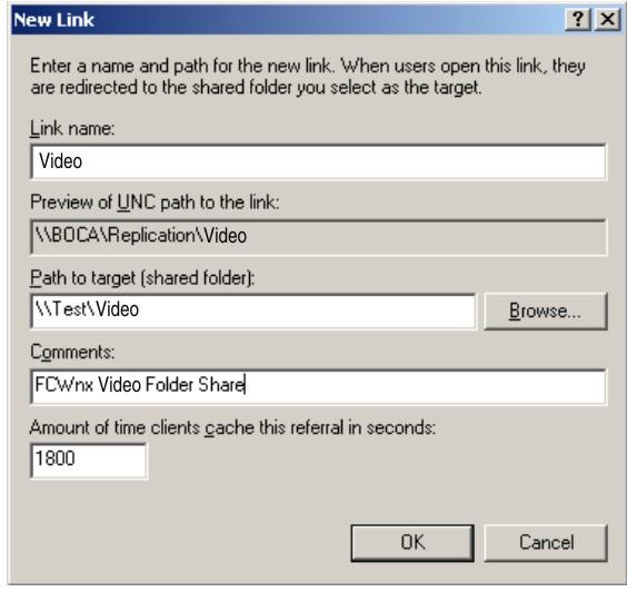 Chapter 5: Configuring Global Edition for file replication 2. Select New Link.The New Link window opens similar to Figure 126. 3.