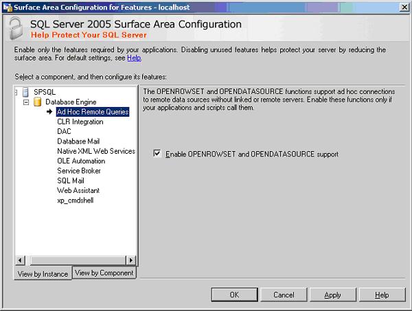 Chapter 2: Windows Server 2003/2008 Standard and Enterprise Edition Server setup Figure 11: Surface Area Configuration for Features Note: Each database server and each regional server in an FCWnx