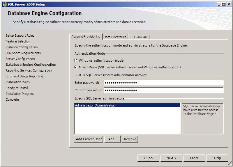 Chapter 2: Windows Server 2003/2008 Standard and Enterprise Edition Server setup Figure 16: Database Engine configuration Figure 17: Select