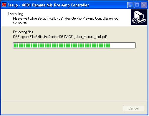 The software will start to install, with a progress bar indicating how far it has progressed >