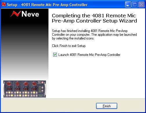 If you wish to launch the programme at this point, click the Launch 4081 Remote Mic Pre-Amp