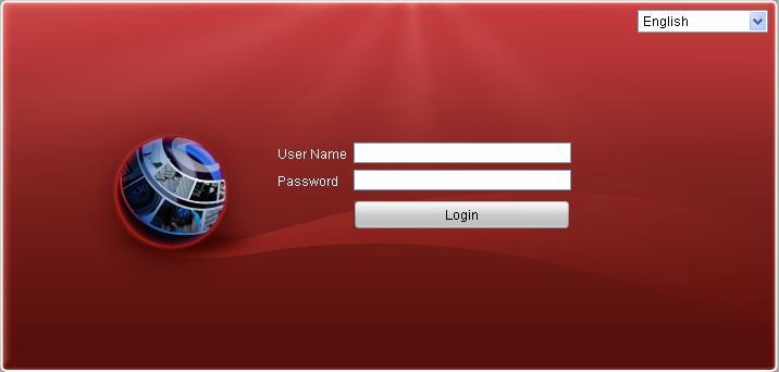 On the top right corner, language is selectable between Chinese and English. 2. Input the correct user name and password, click Login to enter the live view interface, or it will pop up an error box.