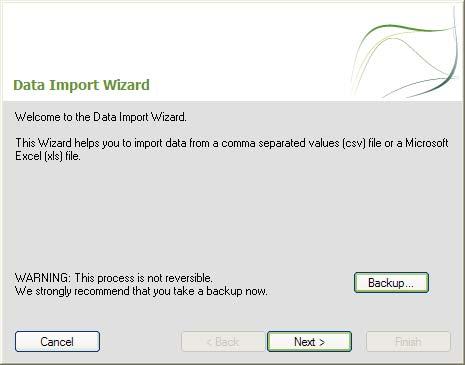Importing information from a Microsoft Excel (.xls or.xlsx) or CSV file using Advanced Import 1. From the File menu, choose Advanced Data Import. The Data Import Wizard appears. 2.
