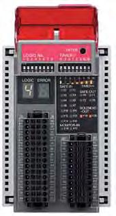 Enabling es Interlock es Logic 004 Muting function logic for apparatus with openings Output Line: 1 2 dual safety outputs of the same operation Category 4 In Logic 004, muting functions are added to