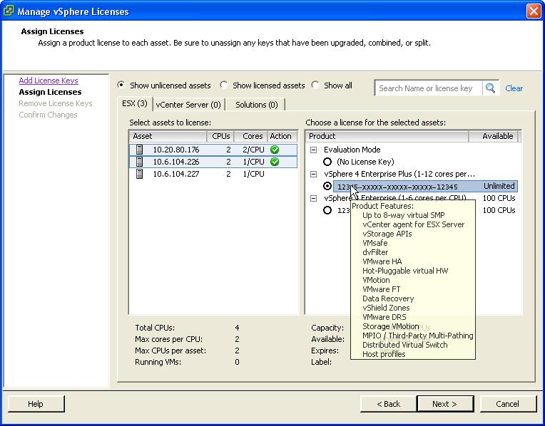 Chapter 14 Managing ESX/ESXi and vcenter Server Licenses Export Report Data You can export license data to a file that you can open in a third-party application.