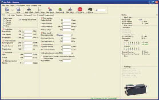 Setup and Programing Software for NEMA23-43 motors Positioning Setup save/open The complete setup can be either saved or reloaded from a file using these buttons.