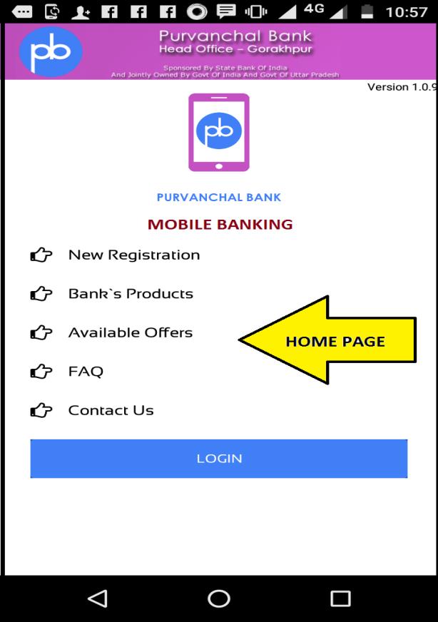 Banking application, go to New Registration A new window