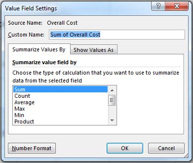 5. Change Values Field Change the Values Field Select the function used to calculate summary statistics