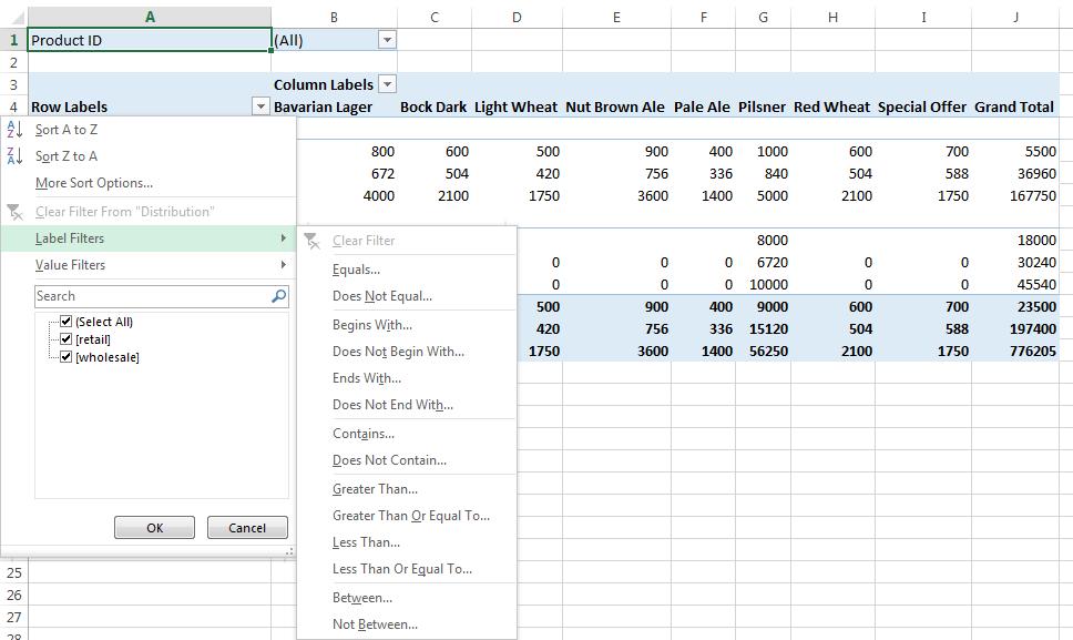 6. Sort, Filter, and Slice a PivotTable Apply filters to show a subset of data in