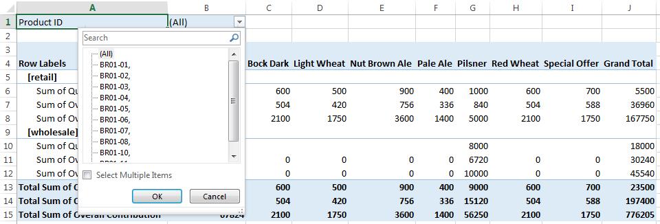 for aggregating data A group filter filters out data based on a row or column