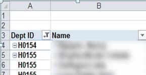 k. You will now have Dept IDs showing for every row in the pivot table. 3. Name the worksheet the month that you are verifying (ex. M053012).