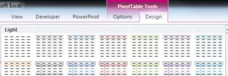 PivotTable Styles Click on the