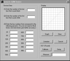 1. Click Enter Curve/Linearize. The Densitometer Data Entry window appears (fig. 4.24). Fig. 4.24 Densitometer Data Entry Window 2.