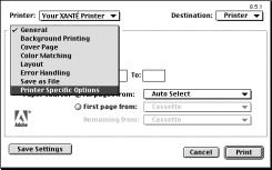 4. Choose Printer Specific Options. The printer option menus appear (fig. 6.