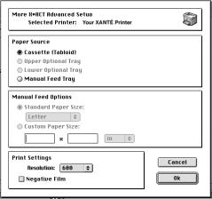 4. Check Options to make sure the paper (media) source and print settings are correct.