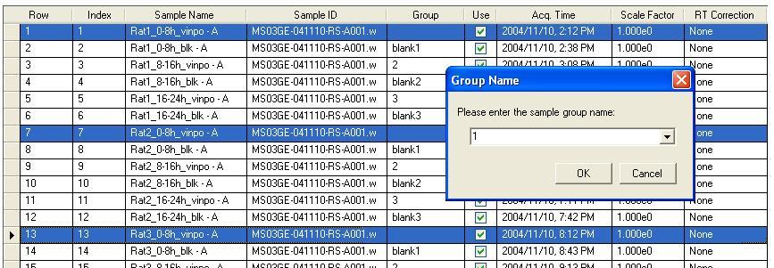 the Group Name dialog or use the combobox to select a group name which you have previously defined in the Plot Symbols tab of the Options as discussed in section 2.2.8.1. 4.