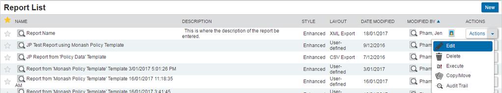Or you can open the report directly from your hard drive. 6.2. From Modify Report Page To modify an existing report: 1.
