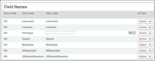 9.1.3.2 Step 2 Report Template Wizard Set Field Labels 1. Modify the field labels on the Labels tab, if needed. a) Find the label to change in the Field Names list and select Actions > Edit.