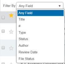 Search Filters Filters can be applied to a list so you can locate specific records.