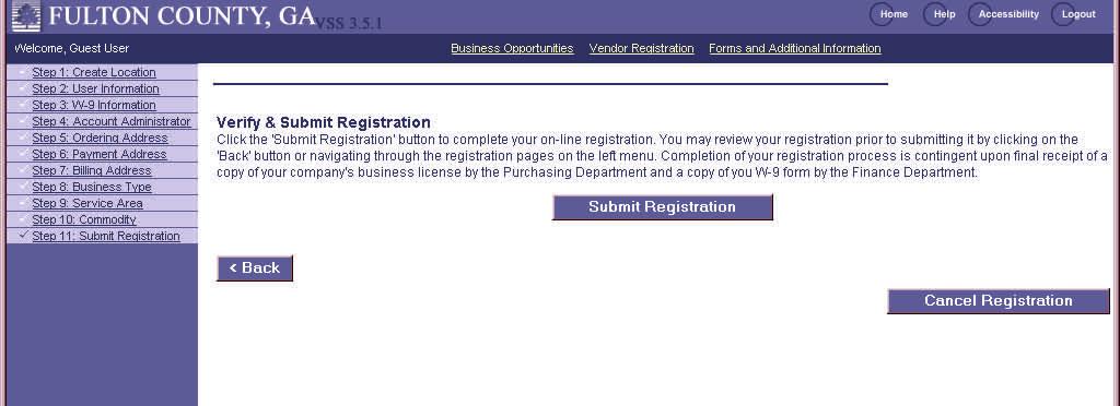 Step 12: Verify & Submit Registration 1. Click on Submit Registration 2.