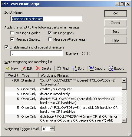 CHAPTER 7: UNDERSTANDING EMAIL POLICY ELEMENTS To add a TextCensor Script: 1. In the left pane of the Configurator, expand TextCensor Scripts. 2.