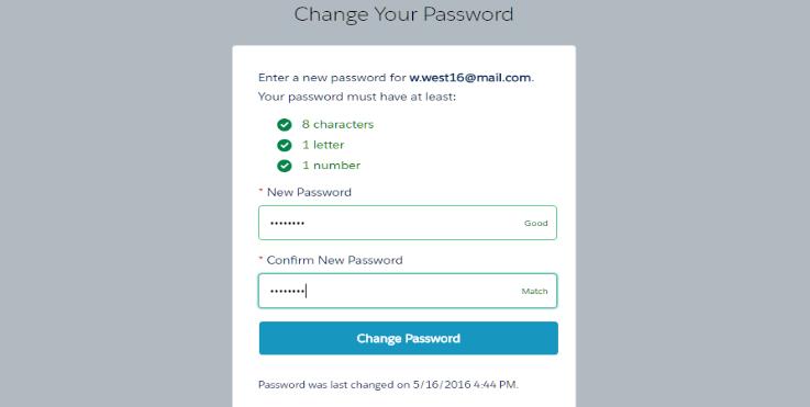 2. By clicking the link, the applicant will be taken to the LCTCS egrants Portal, where the user will be asked to set their password (Fig. 9). Figure 9: Setting Login Credentials 3.