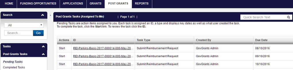 5 SUBMITTING A PAYMENT REQUEST Applicable to: Primary or Secondary user Once a grant award has been issued, the grantees can submit Reimbursement Payment Requests, which are based on the reporting