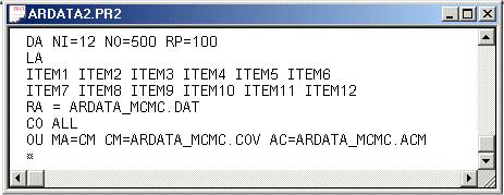 To fit the CFA model in Figure 2 to the 100 MCMC imputed data sets in ARDATA_MCMC.