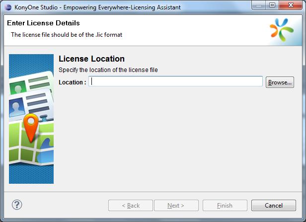 License Validity Kony Licensing Guide 4. Browse for the location of the license file, and then click Finish.
