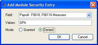 Figure 4-18: Restricting Gross Pay Value Column As a result of the module security condition, the Gross Pay Label
