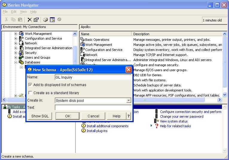 Option 2b: Create Libraries Using Newer Versions of AS/400 Operations Navigator. In later versions of DB2 the dialogs have changed (Figure 5-13).