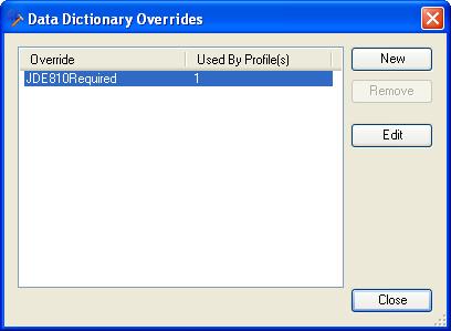 If you need to create a new override, click on the Manage button and in the Data Dictionary Overrides