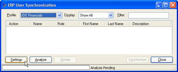 The ERP User Synchronization dialog opens, defaulting to the Profile you selected previously (Figure 3-53).