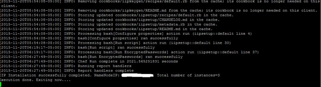 Steps to verify IIP Installation SSH to the NameNode EC2 instance as ec2-user Execute this command # tail -100f /home/ec2-user/log.