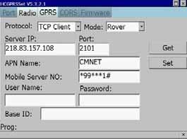TCP 5.3.2.2 CORS password user name :TCP mode (CORS mode) CORS, CORS Rover.. HcGPRSset HcGPSset CORS GPRS 5.3.4. ( ) GPRS. (5.3-12) HcGPSet 5.