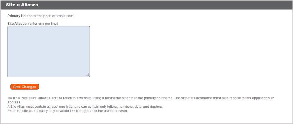 SITE CONFIGURATION: SET HTTP PORTS You may enter one or more hostnames to serve as aliases for your public site.