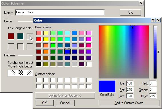 The color selection page. 15. In the Patterns section, you can define the order of your patterns.