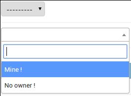 But if you select test as an owner, and open the autocomplete again, you ll only see the option with owner=test: Let s say we want to add a Continent choice field in the form, and filter the