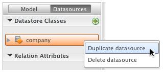A new datasource, bound to this class, is then added in the Datasources tab.