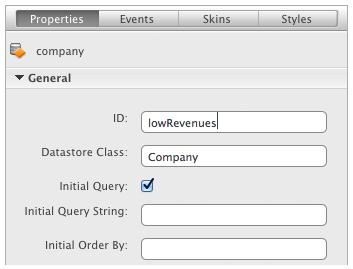 2. Select the company1 datasource and change