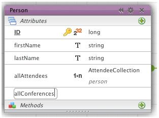 3. As the type of attribute, select the allattendees relation attribute. 4. Type a period after allattendees.
