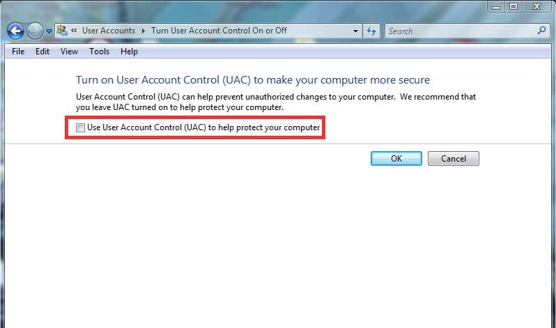 When applying the UAC, a user will have to open the control panel using limited privilege as encrypting Limited Privilege files under an