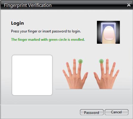 Once the OFIS scanner is detected, the fingerprint login window will pop up. Scan your fingerprint that was enrolled earlier. If the fingerprint authentication fails, the indicator will appear as.
